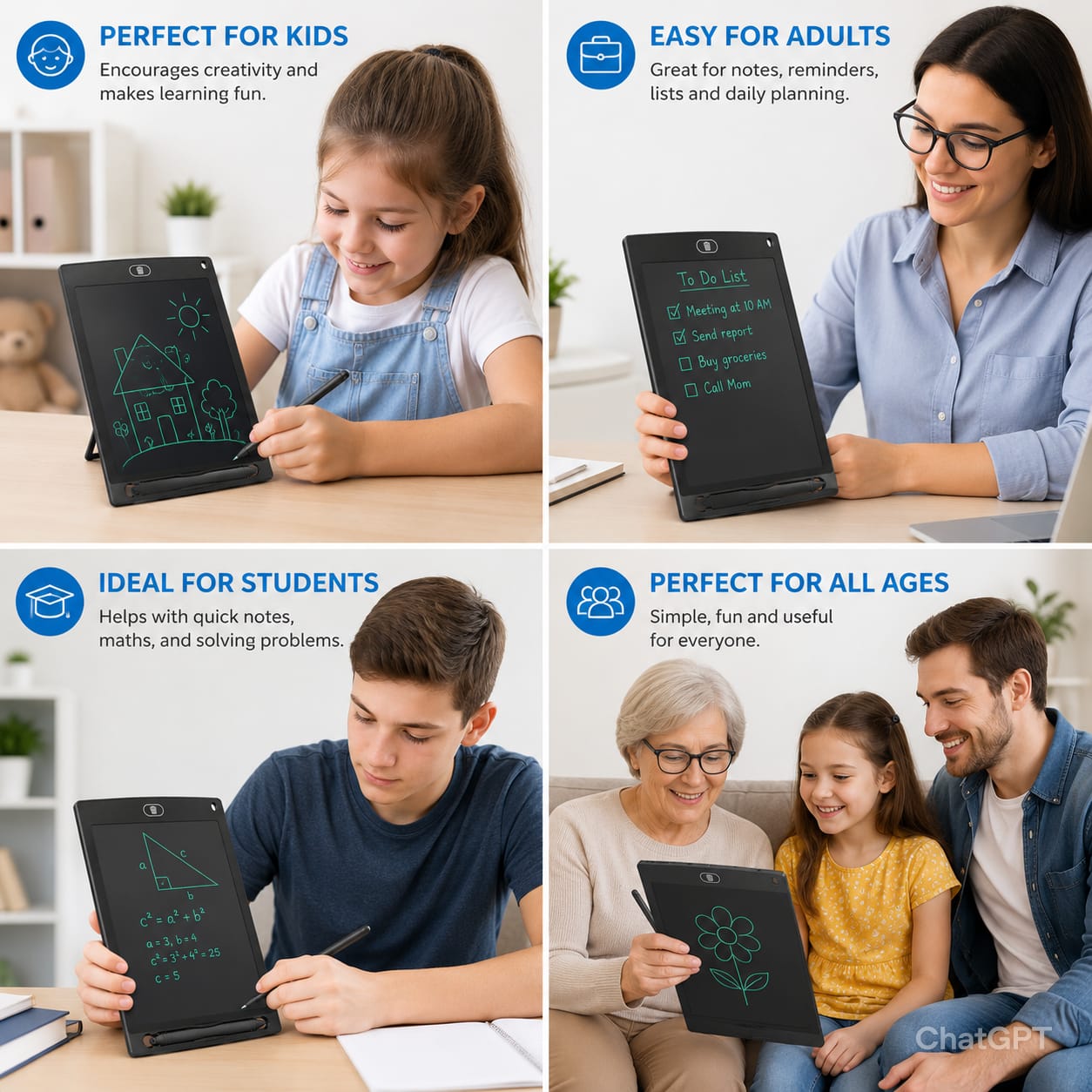 LCD Writing Tablet with Stylus | Reusable Digital Drawing Pad - Image 2