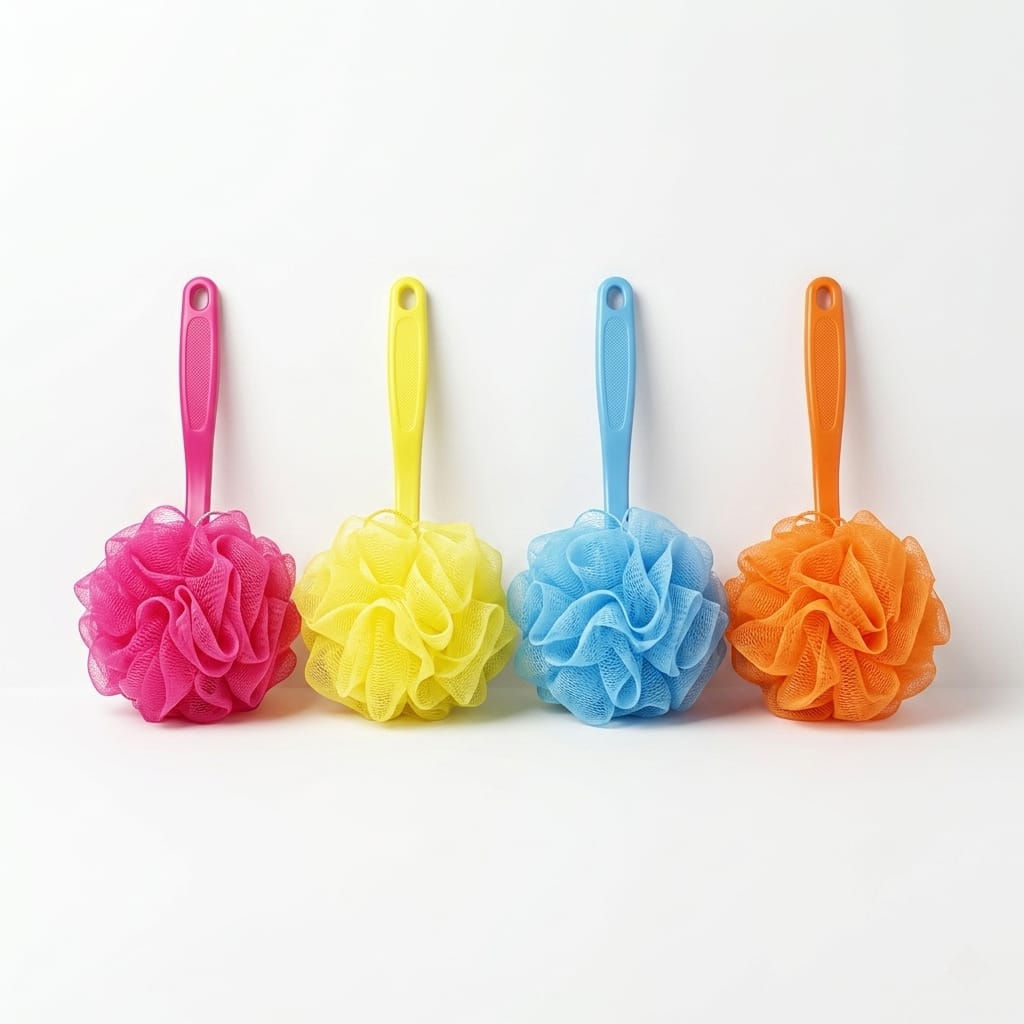 Soft Mesh Bath Loofah with Long Handle | Body Shower Scrubber