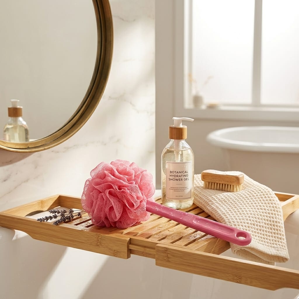 Soft Mesh Bath Loofah with Long Handle | Body Shower Scrubber - Image 3