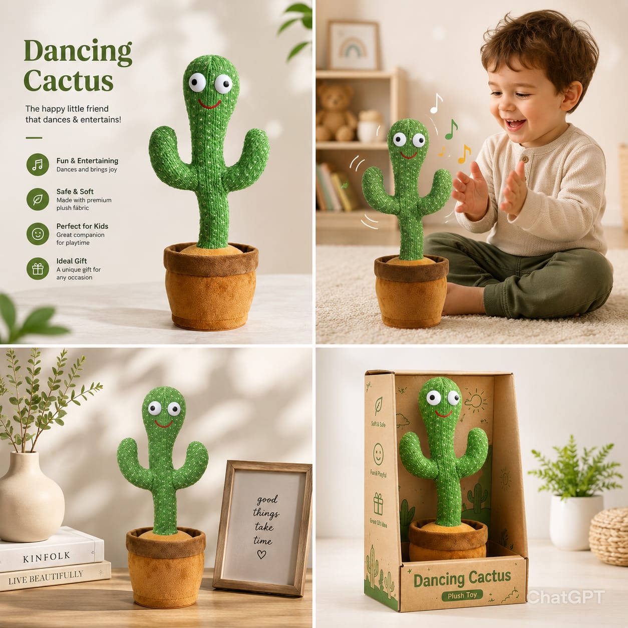 Dancing Cactus Plush Toy with Music & Voice Mimic Function - Image 2