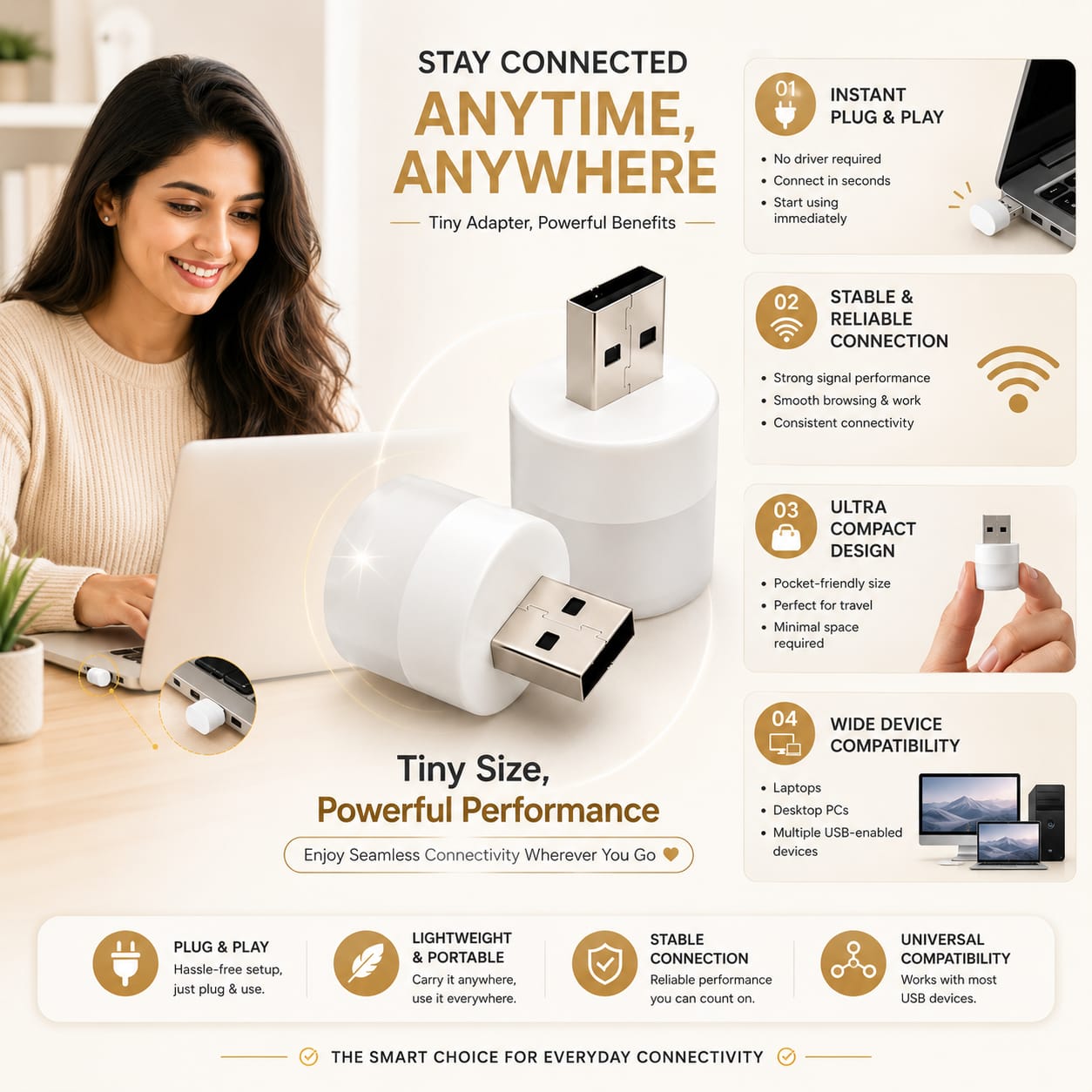Portable USB LED Light Pack of 2 for Laptop, Power Bank & USB Devices - Image 2