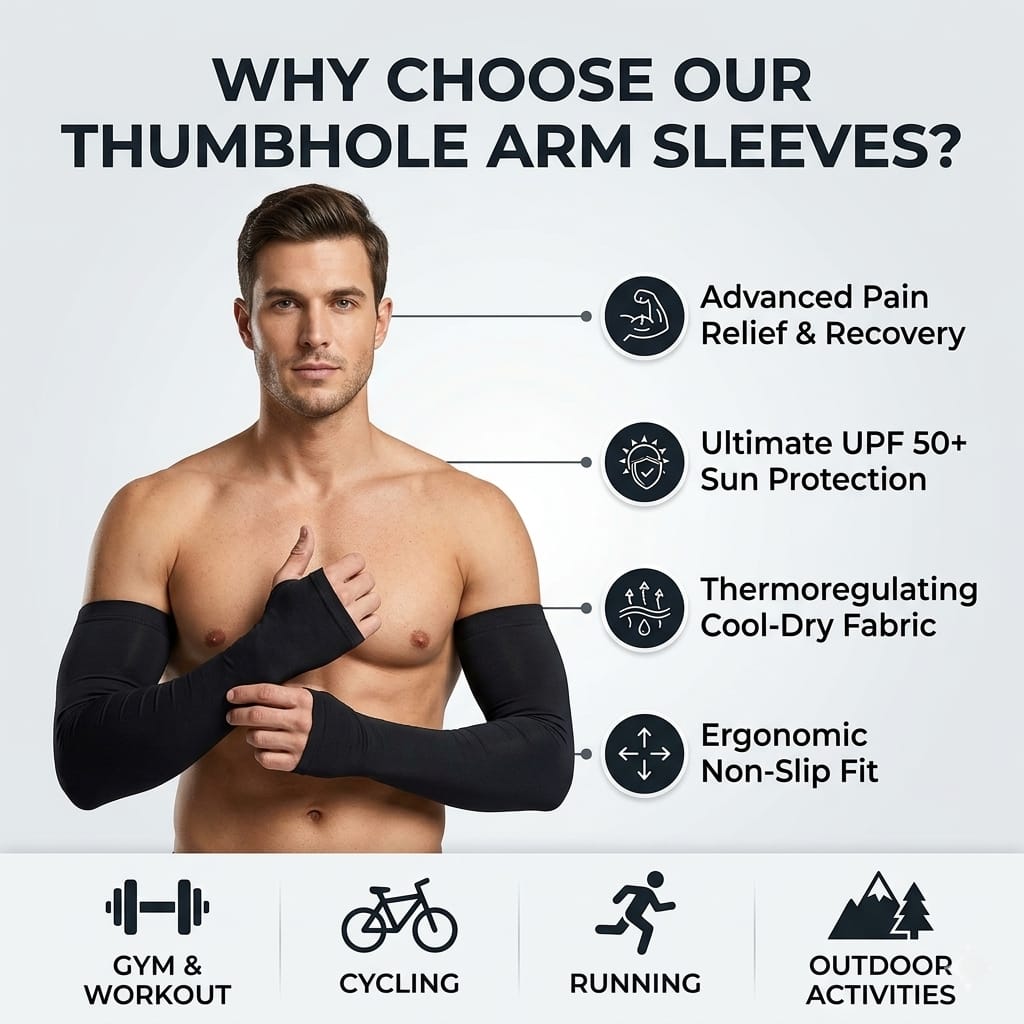 Premium UV Protection Arm Sleeves for Men & Women | Stretchable Sports Arm Covers - Image 4